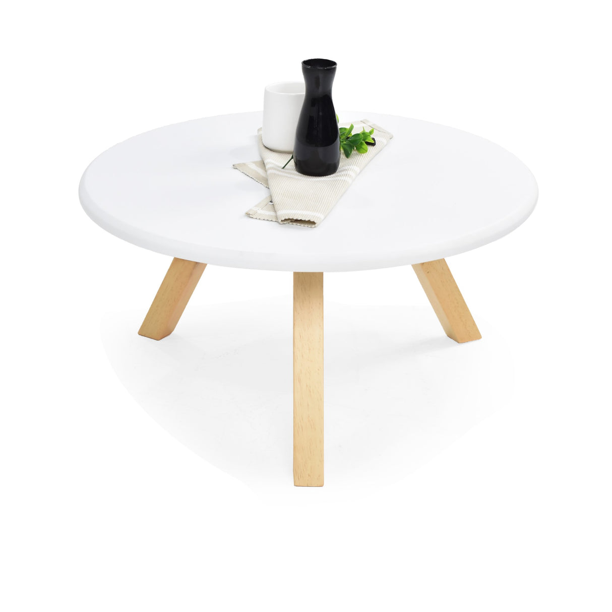 Mesa de Centro Charlotte Blanco y Matiz Natural 60x30cm Ovalado con Patas - MESAS DE CENTRO | Bylmo
