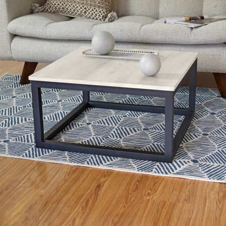 Mesa de Centro Kazan Chantilly y Negro 61x32cm Cuadrado con Patas - MESAS DE CENTRO | Bylmo