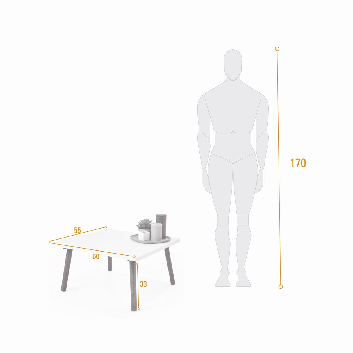 Mesa de Centro Manhattan Blanco y Matiz Caramelo 60x33cm Rectangular con Patas - MESAS DE CENTRO | Bylmo