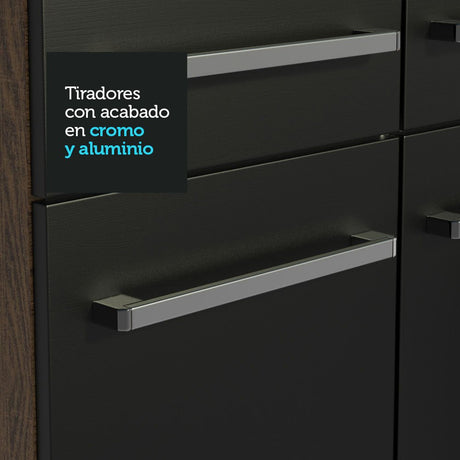 Cocina Integral Emily Hit Negro 261x186cm con Mesón de Madera y sin Estufa - COCINAS | Bylmo