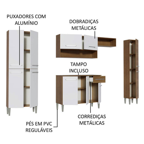 Cocina Integral Emily Hit Blanco 261x186cm con Mesón de Madera y sin Estufa - COCINAS | Bylmo