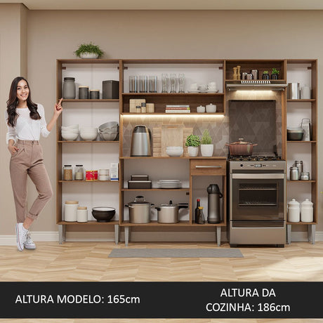 Cocina Integral Emily Hit Blanco 261x186cm con Mesón de Madera y sin Estufa - COCINAS | Bylmo