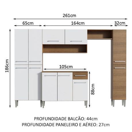 Cocina Integral Emily Hit Blanco 261x186cm con Mesón de Madera y sin Estufa - COCINAS | Bylmo