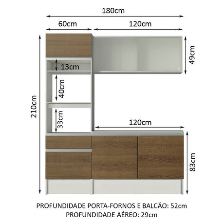 Cocina Integral Topazio Marron 180x210cm con Mesón de Madera y sin Estufa - COCINAS | Bylmo