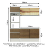 Cocina Integral Diamante Marron 180x210cm con Mesón de Madera y sin Estufa - COCINAS | Bylmo