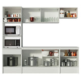Cocina Integral Topazio Blanco 240x210cm con Mesón de Madera con 13 Entrepaños y sin Estufa - COCINAS | Bylmo