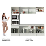 Cocina Integral Topazio Blanco 240x210cm con Mesón de Madera con 13 Entrepaños y sin Estufa - COCINAS | Bylmo
