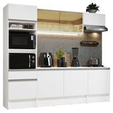 Cocina Integral Diamante Blanco 240x210cm con Mesón de Madera con Trece Entrepaños y sin Estufa - COCINAS | Bylmo