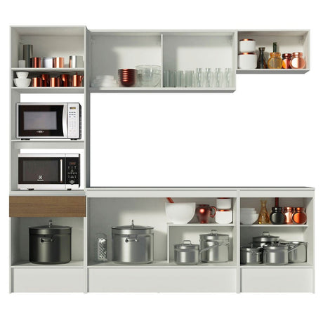 Cocina Integral Diamante Marron 240x210cm con Mesón de Madera con Mueble para Horno y sin Estufa - COCINAS | Bylmo