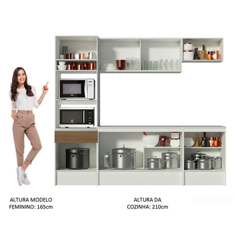 Cocina Integral Diamante Marron 240x210cm con Mesón de Madera con Mueble para Horno y sin Estufa - COCINAS | Bylmo