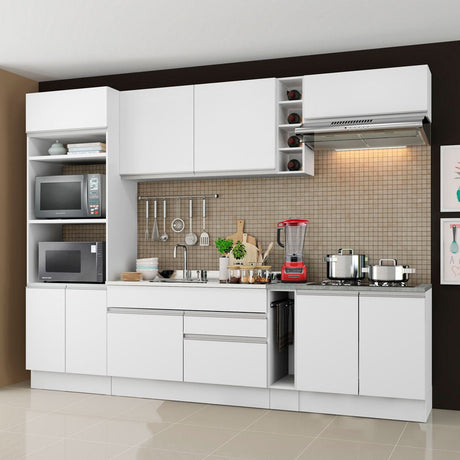 Cocina Integral Vicenza Blanco 290x225cm sin Mesón con Estante para Paños y sin Estufa - COCINAS | Bylmo