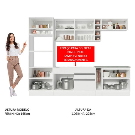 Cocina Integral Vicenza Blanco 290x225cm sin Mesón con Estante para Paños y sin Estufa - COCINAS | Bylmo