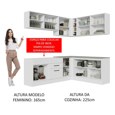 Cocina Integral Agata Blanco 389x225cm sin Mesón y sin Estufa - COCINAS | Bylmo