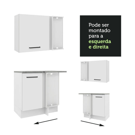 Cocina Integral Agata Blanco 399x225cm sin Mesón con Mueble para Horno y sin Estufa - COCINAS | Bylmo