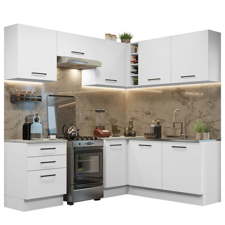 Cocina Integral Agata Blanco 399x225cm sin Mesón y sin Estufa - COCINAS | Bylmo