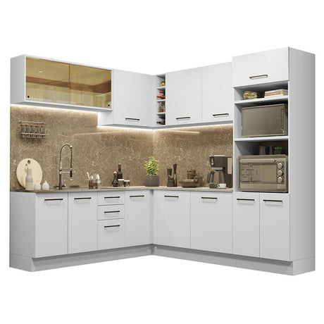 Cocina Integral Agata Blanco 459x225cm sin Mesón y sin Estufa - COCINAS | Bylmo