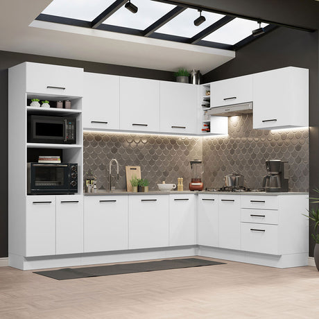 Cocina Integral Agata Blanco 479x225cm sin Mesón y sin Estufa - COCINAS | Bylmo
