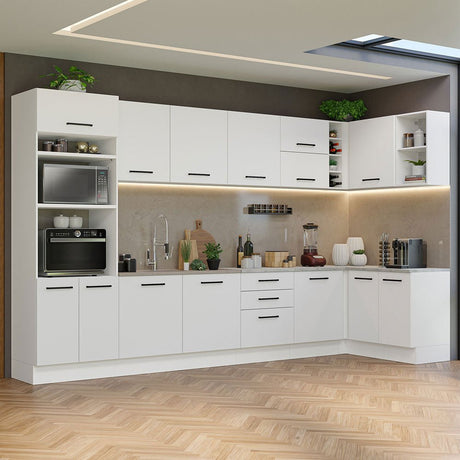 Cocina Integral Agata Blanco 499x225cm sin Mesón y sin Estufa - COCINAS | Bylmo