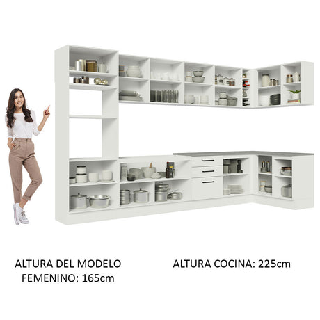 Cocina Integral Agata Blanco 499x225cm sin Mesón y sin Estufa - COCINAS | Bylmo