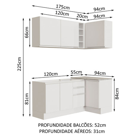 Cocina Integral Glamy Blanco 269x225cm sin Mesón y sin Estufa - COCINAS | Bylmo