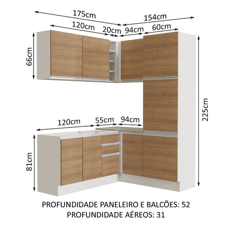 Cocina Integral Glamy Marron 329x225cm sin Mesón con Alacena y sin Estufa - COCINAS | Bylmo