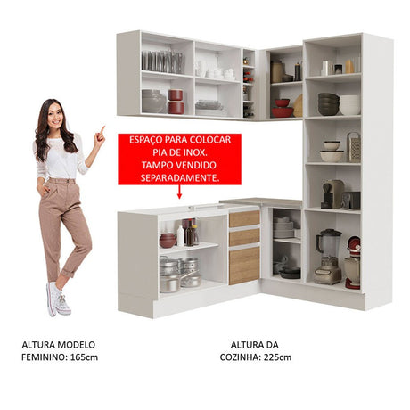 Cocina Integral Glamy Marron 329x225cm sin Mesón con Alacena y sin Estufa - COCINAS | Bylmo