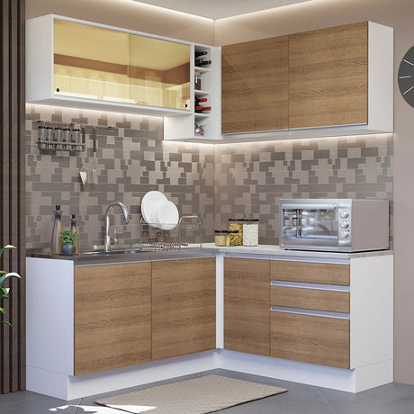 Cocina Integral Glamy Marron 329x225cm sin Mesón y sin Estufa - COCINAS | Bylmo