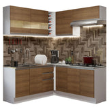 Cocina Integral Glamy Marron 349x225cm sin Mesón con Un Cajón para Cubiertos y sin Estufa - COCINAS | Bylmo