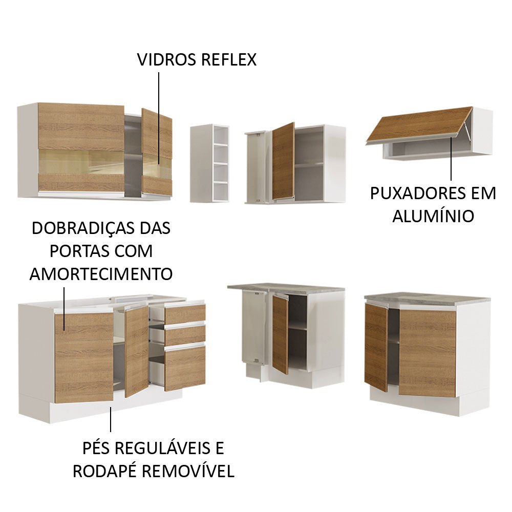 Cocina Integral Glamy Marron 349x225cm sin Mesón con Un Cajón para Cubiertos y sin Estufa - COCINAS | Bylmo