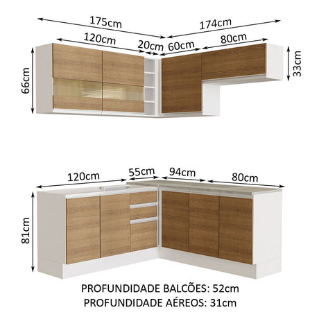 Cocina Integral Glamy Marron 349x225cm sin Mesón con Un Cajón para Cubiertos y sin Estufa - COCINAS | Bylmo