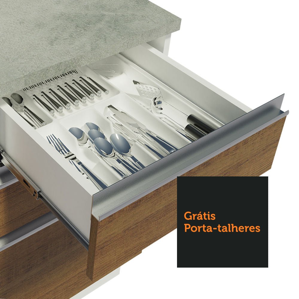 Cocina Integral Glamy Marron 349x225cm sin Mesón con Un Cajón para Cubiertos y sin Estufa - COCINAS | Bylmo