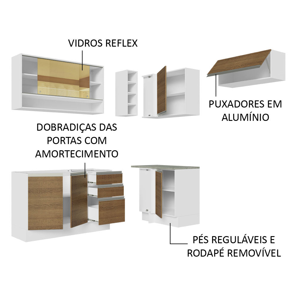 Cocina Integral Glamy Marron 349x225cm sin Mesón con Un Botellero y sin Estufa - COCINAS | Bylmo