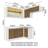 Cocina Integral Glamy Marron 349x225cm sin Mesón con Un Botellero y sin Estufa - COCINAS | Bylmo