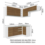 Cocina Integral Glamy Marron 349x225cm sin Mesón y sin Estufa - COCINAS | Bylmo