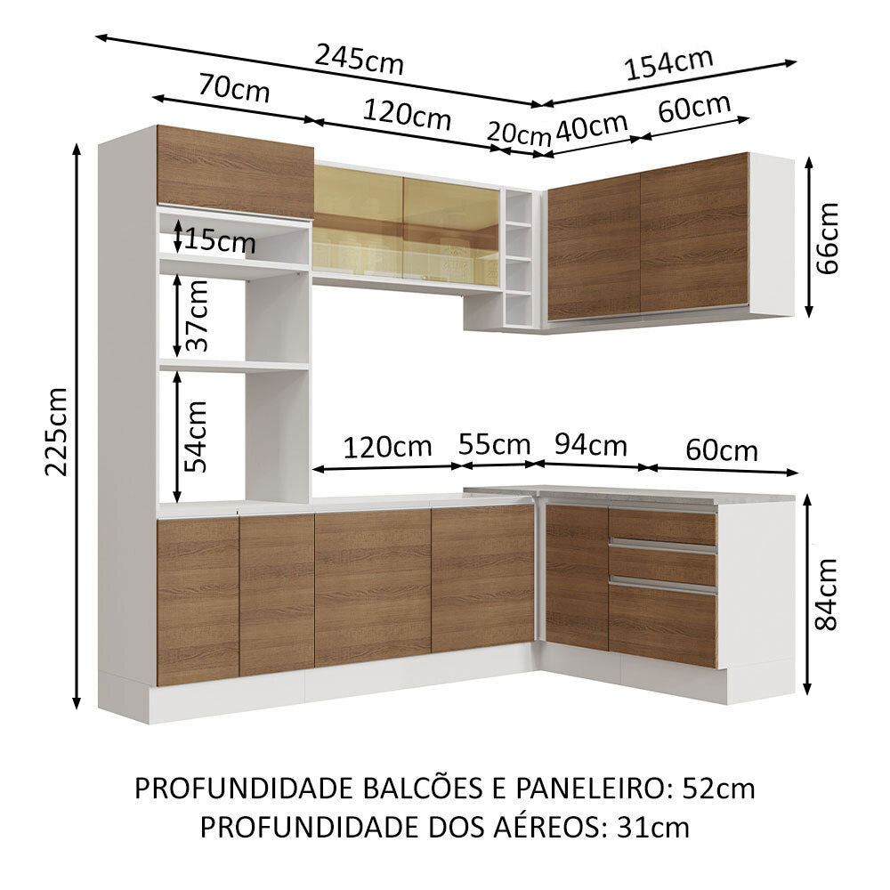 Cocina Integral Glamy Marron 399x225cm sin Mesón y sin Estufa - COCINAS | Bylmo