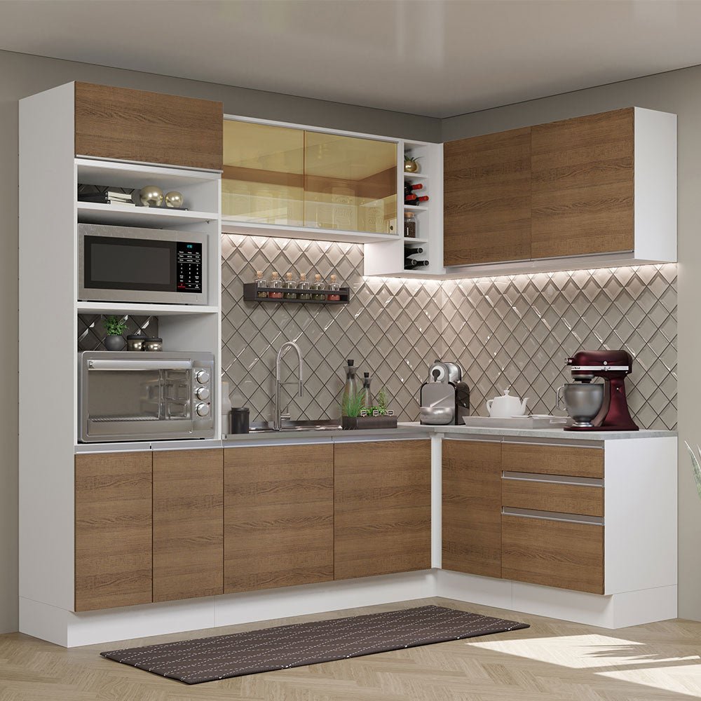 Cocina Integral Glamy Marron 399x225cm sin Mesón y sin Estufa - COCINAS | Bylmo