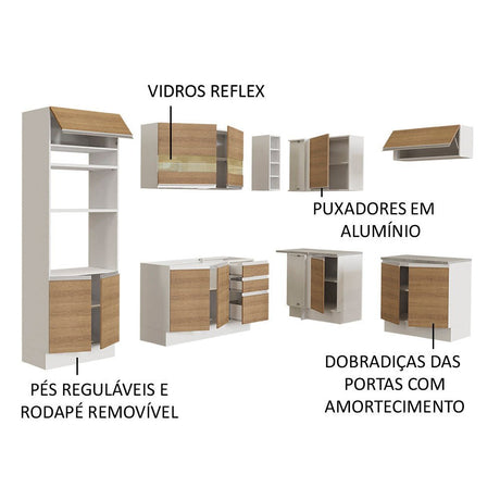 Cocina Integral Glamy Marron 419x225cm sin Mesón y sin Estufa - COCINAS | Bylmo