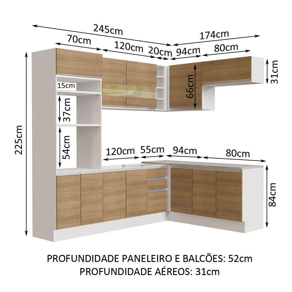 Cocina Integral Glamy Marron 419x225cm sin Mesón y sin Estufa - COCINAS | Bylmo