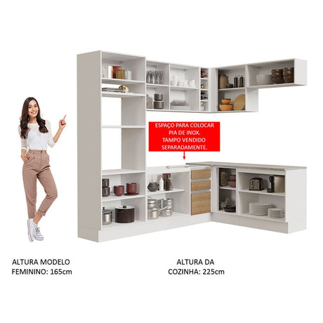 Cocina Integral Glamy Marron 419x225cm sin Mesón y sin Estufa - COCINAS | Bylmo