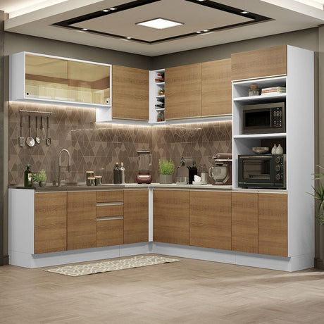 Cocina Integral Glamy Marron 459x225cm sin Mesón y sin Estufa - COCINAS | Bylmo