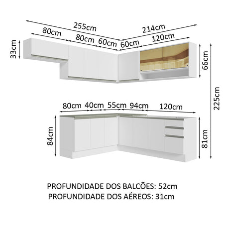 Cocina Integral Glamy Blanco 469x225cm sin Mesón y sin Estufa - COCINAS | Bylmo