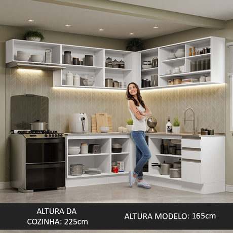 Cocina Integral Glamy Blanco 469x225cm sin Mesón y sin Estufa - COCINAS | Bylmo