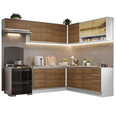 Cocina Integral Glamy Marron 469x225cm sin Mesón y sin Estufa - COCINAS | Bylmo