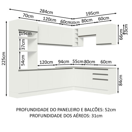 Cocina Integral Glamy Blanco 479x225cm sin Mesón y sin Estufa - COCINAS | Bylmo