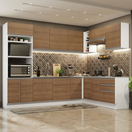 Cocina Integral Glamy Marron 479x225cm sin Mesón y sin Estufa - COCINAS | Bylmo