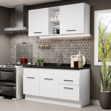 Cocina Integral Agata Blanco 150x225cm sin Mesón y sin Estufa - COCINAS | Bylmo