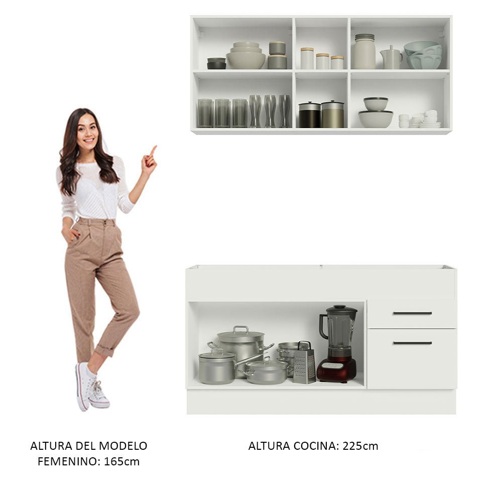 Cocina Integral Agata Blanco 150x225cm sin Mesón y sin Estufa - COCINAS | Bylmo