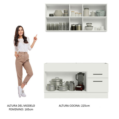 Cocina Integral Agata Blanco 150x225cm sin Mesón y sin Estufa - COCINAS | Bylmo