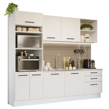Cocina Integral Agata Blanco 250x225cm sin Mesón y sin Estufa - COCINAS | Bylmo