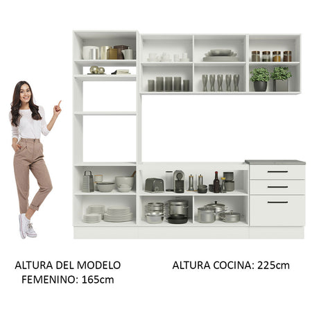 Cocina Integral Agata Blanco 250x225cm sin Mesón y sin Estufa - COCINAS | Bylmo